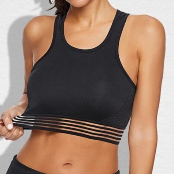 NWOT Racerback Mesh Black Sportsbra - Picture 1 of 4